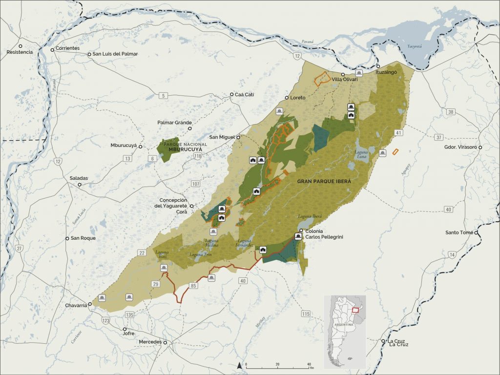 Ecosistema:

Humedal con esteros, cañadas, bañados, lagunas y grandes espejos de agua, intercalado por pastizales en lomadas arenosas, y salpicado por pequeños bosques húmedos, selvas en galería y bosques secos sobre los albardones del sudeste.
